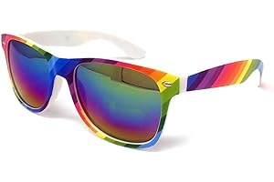 B-Creative KIDS Sunglasses Boys Girls Shades Black Childrens Classic Vintage Holiday UV400 (RAINBOW FRAME RAINBOW MIRRORED LENS)