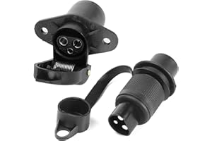 AGRISHOP 12 V 3 Pin Trailer Plug Socket Male Female Wiring Connector Adapter For Rv Caravan Tractor Truck Van Towbar Towing