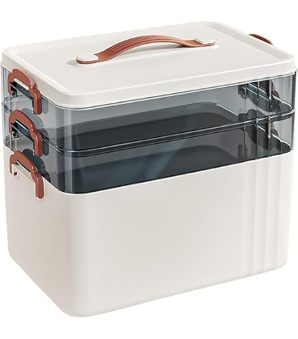Peelanmall 3-stöckige Medikamentenbox - 30x16,5x24cm Hausapotheke Mit Unterteilungen