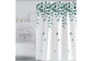 mefound Shower Curtain Green Plants Waterproof Mould Proof & Mildew Resistant Bathroom Curtains with 12 hooks,180x180cm(72x72Inch)