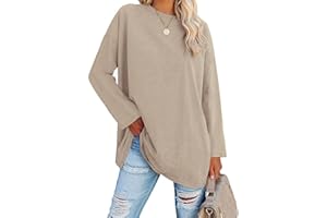 Ebifin Maglia Manica Lunga Donna Oversize T-Shirt Girocollo Maglietta Maglione Maglie Lunghe.