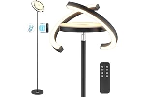 FIMEI Floor Lamp, Stepless Dimming & 3000K - 6000K Color Temperatures, Remote/Touch Independent Control, Eye-Protecting, Uplighter Floor Lamp for Living Room, Central Lamp Upward, Black