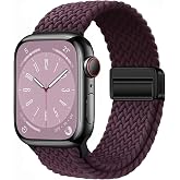 Minesk Apple Watch ile Uyumlu Metal Manyetik Tokalı Esnek ve Konforlu &Ouml;rg&uuml; Kordon Kullanımı Kolay Kayış
