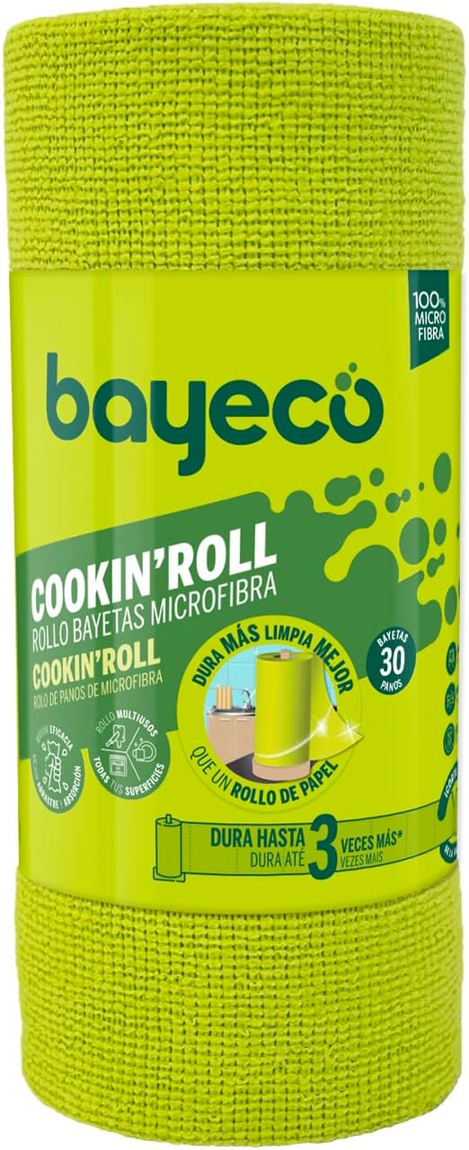 BAYECO COOKIN´ROLL -Rollo Bayetas Microfibra 30 uds - Semidesechables - Rasga y Usa - 30x22 cm