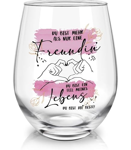Personalisierte Weingläser Geschenk – Mit Schlüsselanhänger Für Beste Freundin/Frau (17 Oz)
