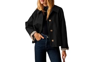 Korta trenchcoats för kvinnor rutigt foder beskuren trenchcoat