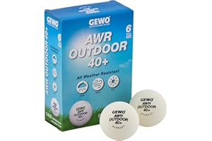 ‎GEWO GEWO AWR Outdoor 40+ Table Tennis Balls - Water-Repellent Plastic Outdoor Table Tennis Balls for Outdoor Use - High-Quality, Weather-Resistant Training Table Tennis Balls, 40 + mm Diameter, Pack of 6