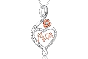 VOSAP Gifts for Mum/ Nana/ Daughter, S925 Sterling Silver Chain Rose Flower Necklace Jewellery Gifts for Mum Grandma from Daughter Son Grandchildren, Perfect Christmas Mothers Day Birthday Gift with Gift Box