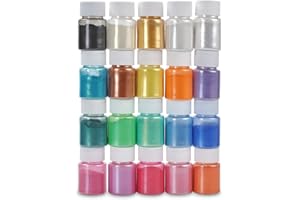 ‎DEWEL DEWEL Epoxidharz Farbe Mica Pulver Set 20 Farben à 10g, Perlglanz Epoxidharz Pigment metallischer Pulver, Große Auswahl an Farbnuancen für Seifen, Kerzen, Resin Kunst, Flussbilder und Make-up