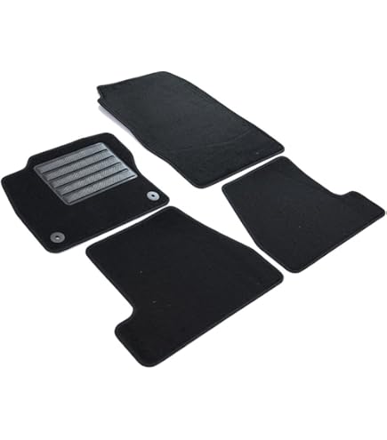 moto-MOLTICO Fußmatten Auto - Velours Autoteppiche passend für Ford Focus II (2004-2010) - 4-teiliges Set - Schwarze Automatten mit Beigen Ziernähten