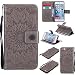 Produktbild Lonchee Apple iPhone 6/6S(4.7 Zoll) Leder Wallet Tasche Brieftasche Schutzhülle , Sonnenblumen geprägten Muster Design Hochwertige PU Leder Folio Tasche Case Hülle im Bookstyle mit Standfunktion Kredit Kartenfächer (grau)