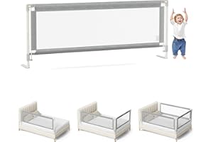 Hlieeosfcn Sponde Letto Bambini 140cm, altezza regolabile 73-92 cm,Sbarra Letto Bambini,Sponda Letto Portatile per Bambini, Protezione del letto sicura e regolabile in altezza, (1 Lato)