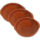 Fackelmann Set of 3 Rustic Ceramic Casseroles, Refractory Clay Pots, Suitable for Gas and Electric Cookers, Microwave and Ove