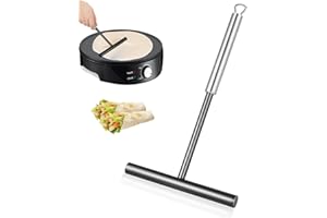 OUTALIZ Rastrello Per Crêpes, Spalma Pastella a T, con Manico in Acciaio Inox Lungo 20 cm Spalma Pancake, Giratorta in Acciaio Inox, per Pancake, per Spalmare la Pastella per Crepes o Pancake