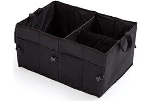 Medifier Oxford Fabric Multipurpose Foldable Car Cargo Storage Case Sturdy Storage Car Boot Bag for Travel Vacation Camping Black