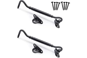 FLZONHUT 2Pieza 6 Pulgadas Gancho de Ventana de Acero Inoxidable, Gancho de Cabina, Pestillo de Puerta Ventana, Ventana Cortina Abierta, Cierre de Puerta de Gancho,para puerta de cobertizo o puerta de garaje