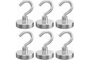 Realth 6 Pièces 25mm Crochets Magnétiques Aimants Néodyme pour Convient aux Cuisines, Entrepôts, Lieux de Travail, Garages et Bureaux (MH2506)