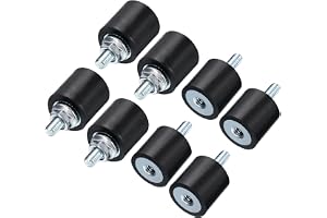 QUARKZMAN 8 stycken gummiisoleringsfästen M4 x 10 mm med skruvar 15 x 15 mm hane hona stötdämpare vibrationsdämpare cylindrisk galvaniserad vibrationsdämpare gängad anslutning med 8 st M4 låsmuttrar