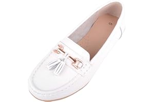 ABSOLUTE FOOTWEAR Mocasines casuales de cuero para mujer, zapatos náuticos