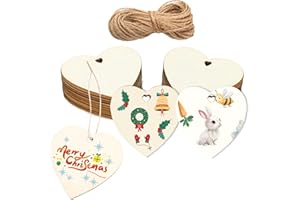 XINXINLOVEE 20 x Corazones de Madera 8 CM Adornos Corazon sin Acabad con Agujero con Cordel para Manualidades Artesanías DIY de Boda Elaboración de Tarjeta de Día de San Valentín