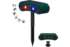 QXMH Allarme con sensore di movimento solare per interni ed esterni - Sirena rumorosa da 129 dB, 4 modalità, allarme di sicurezza a ultrasuoni, luce stroboscopica di movimento rossa e blu (1 Branco)