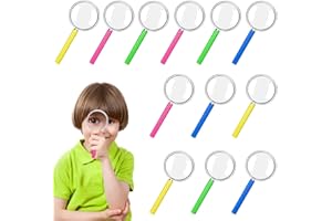Lente Dingrandimento Bambini,KEUGT 12 pz Mini Lente D'ingrandimento,Bambini Plastica Lente D'ingrandimento,5x Lenti Ingrandimento,Bambini Giocattoli Ingrandenti Regalo per Scienze Educative,Lettura