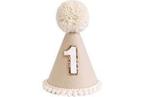 1st Birthday Hat for Baby Girls Boys, Boho First Birthday Hat, Handmade One Birthday Crown Conical Cap Decorations,First Birthday Decorations Girl Boy Baby Hat
