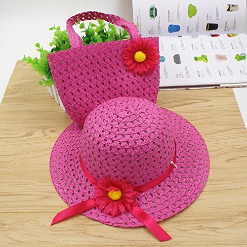 Preisvergleich Produktbild jilesm Baby Mädchen Sommer Stroh Sun Hat Handtasche Set