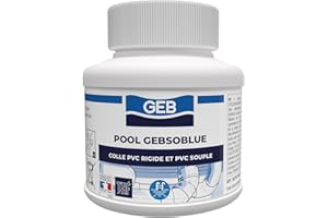 GEB Colle PVC spécial piscine jaccuzzi irrigation Gebsoblue 125ml pour assembler canalisations et raccords en PVC. Sans THF