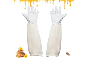 POPAPIE Gants D'apiculture en Peau de Chèvre Gants D'apiculture à Manches Longues Gants en Toile Respirante Unisexe Gants De Protection Apiculteurs équipement D'apiculture (Blanc XL)