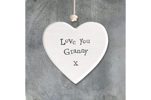 EAST OF INDIA Small Porcelain Heart - Love You Granny
