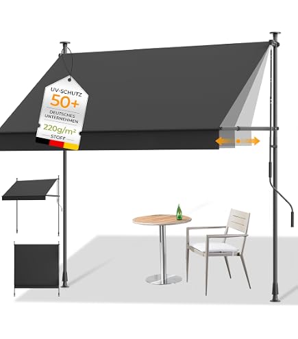 teleskop markise lidl Yaheetech Manuelle einziehbare Balkonmarkise mit Kurbel, 210-300 cm, höhenverstellbar, ohne Bohren, UV-beständig, 250 x 180 cm, Beige ディストーション Fahrrad Puppensitz stem length in mm.:110