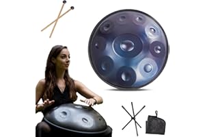 LXHGVKHJ Strumento Handpan - 432Hz/440Hz 9/10/ 12 Note - Steel Tongue Drum da 55cm - Hand Pan Drum con Supporto per Battenti per la Guarigione del Suono (Size : 432Hz, Color : BLUE_10 NOTES)