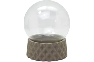 SNOWGLOBE FOR YOU - DO IT YOURSELF DIY DIY Snow Globe Set with Glass Ball and Polyresin Base Sand Beige Round Cubic - 100 mm Diameter - Individual Glitter Ball * 40106