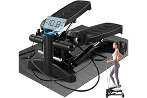 FK Sports Mini Twist Stepper for Exercise – Cardio Step Machine with Resistance Bands, LCD Display, Anti-Slip Pedals & Anti-Slip Mat, 150KG Weight Capacity – Home Workout Equipment