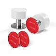 2 Pack Self-Adhesive Door Stop 2-in-1 Installation, Stainless Steel Door Stoppers for Floor, Door stoppers for skirtings 3M VHB or Screws, Noise Dampening Rubber, Wall Mounted Door Stops Indoors White