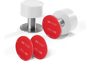 AFFIXARC 2 Pack Self-Adhesive Door Stop 2-in-1 Installation, Stainless Steel Door Stoppers for Floor, Door stoppers for skirtings 3M VHB or Screws, Noise Dampening Rubber, Wall Mounted Door Stops Indoors White