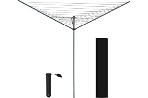 RAM ONLINE Ram® - Tendedero Giratorio de 3 Brazos para jardín, 30 m, Plegable, tendedero Giratorio con estaca y Cubierta, 30 m, Color Gris