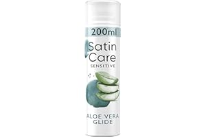 Gillette Satin Care Gel À Raser Pour Femme Glisse Aloe Vera, 200ml, Spécifiquement Conçu Pour Les Peaux Sensibles