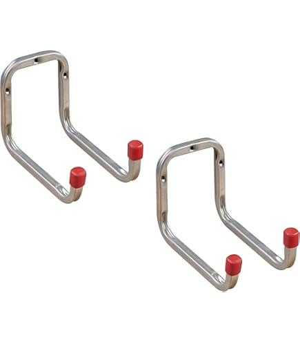OrgaTech Doppelhaken 2 Stück - 120x90mm, Verzinkter Stahl, 40kg Tragkraft, Mit Kunststoffkappen