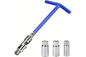 UV STYLISH Set di chiavi a bussola, per auto e moto, 4 pezzi, per la rimozione delle candele, chiave a T, 16/18/21 mm, per auto e moto (blu)