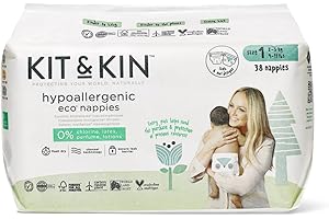 Kit & Kin Pañales ecológicos tamaño 1 hipoalergénicos y sostenibles (38 x 4 paquetes, 152 pañales)