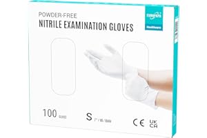 EUROPAPA® 100 Guantes De Nitrilo, Color Blanco, Caja Desechable, Guantes Desechables De Nitrilo, Sin Polvo, Sin LÁTex, No EstÉRiles, Sin LÁTex (S, Blanco)