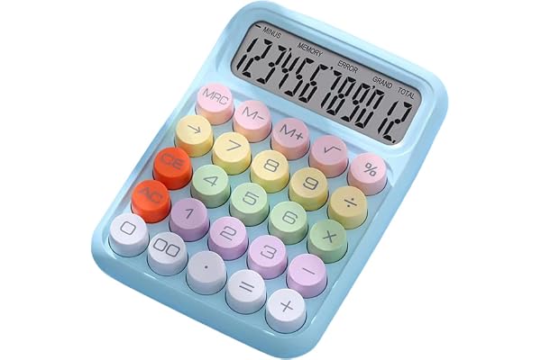 Calculatrice Mécanique à Grand Écran, Portable et Facile à Utiliser - Bleu