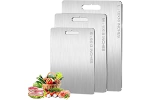 KFDDRN 3 Piece Chopping Board Set, Stainless Steel Cutting Boards for Meat, Vegetables, Fruit, Cutting Boards for The Kitchen, Dishwasher-Safe