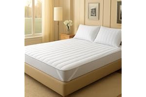 Salt Valley 4cm Mattress Topper Double Bed - Superior Hotel Quality Machine Washable Microfiber Mattress Topper with Fitted Elastic Bands - White (Double, 137x190cm)