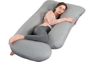 ‎GKXLH GKXLH Weiches Schwangerschaftskissen – J-förmiges Ganzkörper-Schwangerschaftskissen für Schwangere mit abnehmbarem Bezug, Polyester, 71 cm x 145, Grau