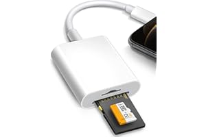 AZUXREZA Lighting to SD/TF Card Reader for iPhone iPad,SD Card Reader for iPhone 14/13/12/11 iPad,Card Reader,USB Flash Drive,Plug and Play,Support iOS 9-15 Later,Plug and Play