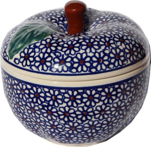 Polish Pottery Apple Baker From Zaklady Ceramiczne Boleslawiec #1425-120, Dimensions: Width: 4.9" Height: 4.7"