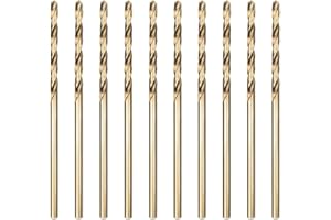 luwiscook HSS 5% Cobalt Jobber Drill Bit Set, 10pcs 1mm M35 Twist Drill Bits, 118° for Stainless Steel, Hard Metals, Cast Iron, Aluminium and Copper, Stored in A Plastic Box